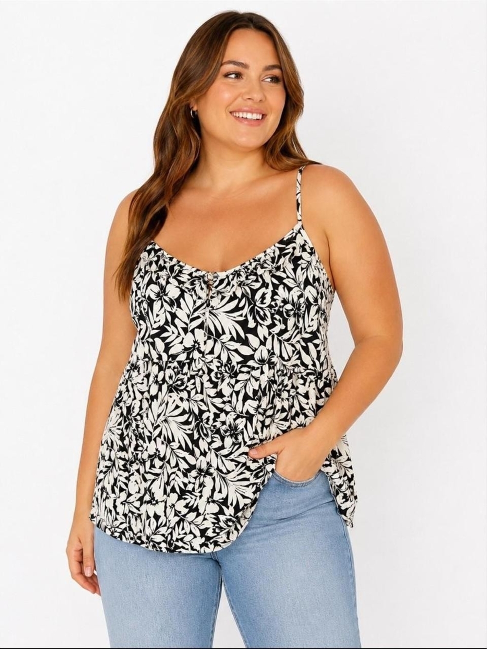 torrid Black & White Floral Camisole Tank